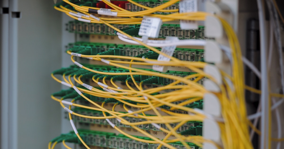 Abstract network of glowing connection points representing protocol-based AI system integration