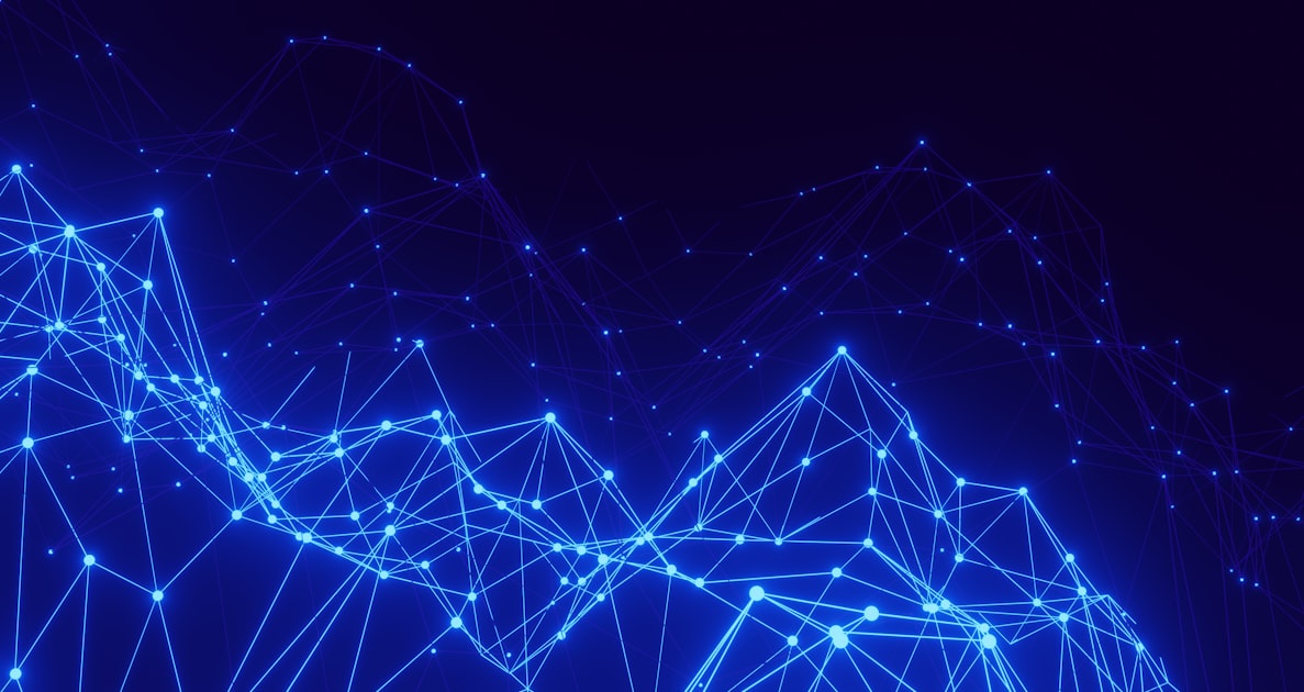 Network of glowing blue nodes connected by lines on a dark background — visual metaphor for hybrid agent memory architecture
